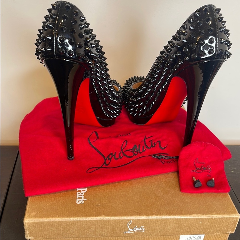 Christian Louboutin Black Alti Spiked Heels 160mm . RARE RARE RARE‼️